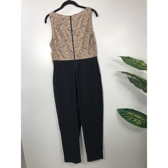 New Alice + Olivia Lace Bodice Jumpsuit Sleeveless Lace Overlay Wool 6 Holiday - Picture 4 of 16